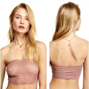 Intimately Free People Women's Medium Vintage Rose Pink Lace Camila Bandeau Top